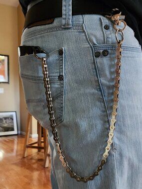 Heavy Duty Silver Upcycled Bicycle Wallet Chain - Biker, Y2K, Skate, LGBTQ, Punk